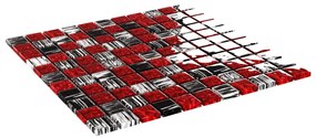 vidaXL Μωσαϊκά Πλακάκια 11 τεμ. Μαύρα / Κόκκινα 30 x 30 εκ. Γυάλινα