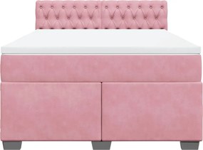 vidaXL Κρεβάτι Boxspring με Στρώμα Ροζ 140x190 εκ. Βελούδινο
