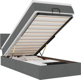 vidaXL Οθωμανικό κρεβάτι με στρώμα σκούρο γκρι 90x190cm ύφασμα