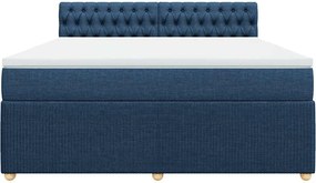 vidaXL Κρεβάτι Boxspring με Στρώμα Μπλε 180x200 εκ. Υφασμάτινο