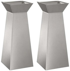 vidaXL Κήπος Στήλες Γλάστρες 2 τμχ με Κουπάκι 40x40x100 εκ, Ανοξείδωτος Χάλυβας.