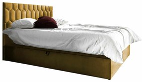 Κρεβάτι continental Baltimore 181, Διπλό, Continental, Κίτρινο, 180x200, Ταπισερί, Τάβλες για Κρεβάτι, 180x208x103cm, 127 kg, Στρώμα: Ναι | Epipla1.gr
