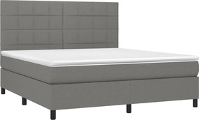 vidaXL Κρεβάτι Boxspring με Στρώμα Σκούρο Γκρι 180x200 εκ Υφασμάτιν