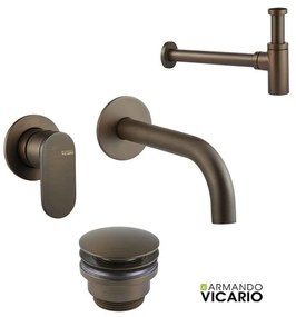 Armando Vicario SLIM Μπαταρία νιπτήρος θερμομικτική &amp; Βαλβίδα &amp; Σιφών clic-clac Tuscany Brass