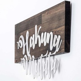 Διακοσμητικό Τοίχου Hakuna Matata 899SKL2247 58x38cm Walnut-Silver Wallity Μέταλλο,Ξύλο