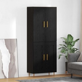 Highboard Μαύρη Οξυά 69,5 x 34 x 180 εκ. Επεξεργασμένο ξύλο