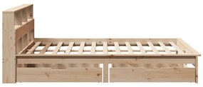 vidaXL Κρεβάτι Βιβλιοθήκη Χωρίς Στρώμα 140x190 εκ Μασίφ Ξύλο Πεύκου