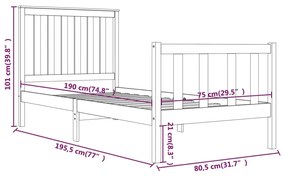 ΠΛΑΙΣΙΟ ΚΡΕΒΑΤΙΟΥ 75X190 ΕΚ. ΑΠΟ ΜΑΣΙΦ ΠΕΥΚΟ 2FT6 SMALL SINGLE 3103868