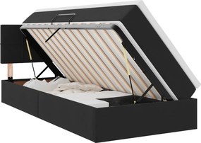 vidaXL LED Κρεβάτι αποθήκευσης με στρώμα Μαύρο 100 x 200 cm Βελούδο