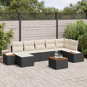vidaXL Σετ Καναπέ Κήπου με μαξιλάρι 8 pcs Μαύρο Πολυ ράταν