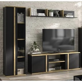 Epiplo World  Rafael σύνθεση τοίχου 214x40x190εκ. Artisan Oak / Μαύρο BEST-125473694