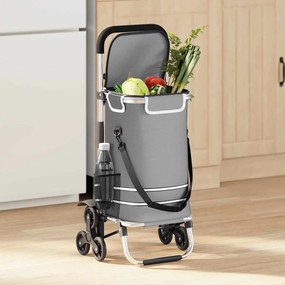 vidaXL Καρότσι Αγορών Γκρι 47 x 39 x 100.5 εκ. Ύφασμα Oxford