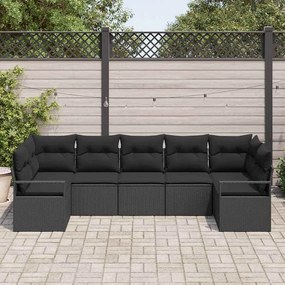 vidaXL Σετ Καναπέ Κήπου 7 pcs Μαύρο Πολυ ράταν