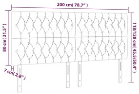 Κεφαλάρι Κρεβατιού LED Σκούρο Γκρι 200x7x118/128εκ. Υφασμάτινο - Γκρι