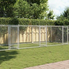 Κλουβί Σκύλου με Πόρτες Γκρι 8x2x1,5 μ. Γαλβανισμένος Χάλυβας - Γκρι