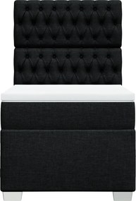 vidaXL Κρεβάτι Boxspring με Στρώμα Μαύρο 90x190 εκ.Υφασμάτινο