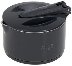 Τουριστικός ηλεκτρικός βραστήρας Adler AD 1377, 600W, 0,6 l, Αναδιπλούμενο σώμα σιλικόνης, Προστασία υπερθέρμανσης, Ένδειξη φωτός, Γκρι/Μαύρο