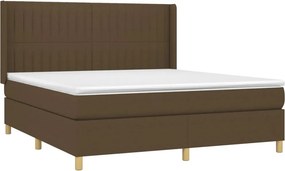 vidaXL Κρεβάτι Boxspring με Στρώμα &amp; LED Σκ.Καφέ 160x200εκ. Υφασμάτινο