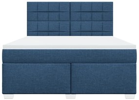 vidaXL Κρεβάτι Boxspring με Στρώμα Μπλε 180x200 εκ. Υφασμάτινο