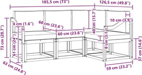 vidaXL Σειρά Καναπέ Εξωτερικού με μαξιλάρι 4 pcs Λευκό και Κρεμ