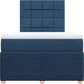 vidaXL Κρεβάτι Boxspring με Στρώμα Μπλε 120x200 εκ. Υφασμάτινο