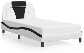 vidaXL Πλαίσιο Κρεβατιού με LED Λευκό/Μαύρο 100x200εκ. Συνθετικό Δέρμα