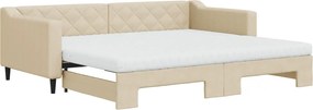 vidaXL Καναπές Κρεβάτι Συρόμενος Κρεμ 90x200 εκ. Ύφασμα Στρώματα
