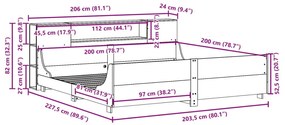 Σκελετός Κρεβατιού Χωρίς Στρώμα 200x200 εκ Μασίφ Ξύλο Πεύκου - Καφέ