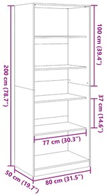 Ντουλάπα Χρώμα Sonoma Δρυς 80x50x200 εκ. από Επεξ. Ξύλο - Καφέ