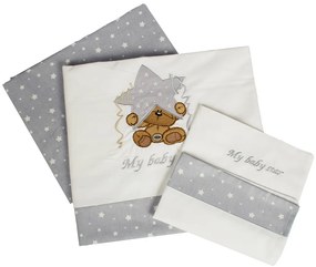 DIMcol ΣΕΝΤΟΝΙΑ ΣΕΤ 3 τεμ ΒΡΕΦ Cotton 100% 120Χ170 ΑΣΤΕΡΙ 124 ΛΕΥΚΟ/ΓΚΡΙ 1212614603012418