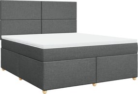 vidaXL Κρεβάτι Boxspring με Στρώμα Σκούρο Γκρι 180x200 εκ Υφασμάτιν