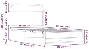 Πλαίσιο Κρεβατιού Χωρ. Στρώμα Sonoma Δρυς 107x203 εκ Επ. Ξύλο - Καφέ