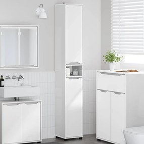 vidaXL Ντουλάπι Μπάνιου Υψηλής γυαλάδας λευκό 30,5 x 30 x 195 εκ