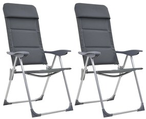 Καρέκλες Camping 2 τεμ. Γκρι 58 x 69 x 111 εκ. από Αλουμίνιο