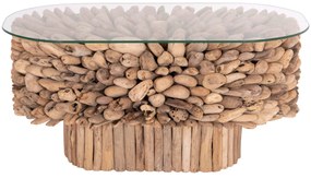 ΤΡΑΠΕΖΙ ΣΑΛΟΝΙΟΥ ΟΒΑΛ SPARROW HM9962 DRIFTWOOD--ΓΥΑΛΙ 106x55,5x50,5Υεκ. - 0513752 - HM9962