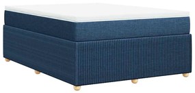 vidaXL Κρεβάτι Boxspring με Στρώμα Μπλε 140x190 εκ. Υφασμάτινο