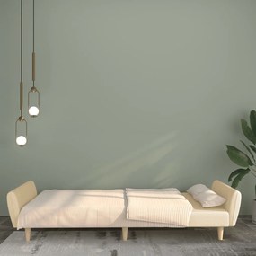 vidaXL Καναπές Κρεβάτι Διθέσιος Κρεμ Υφασμάτινος