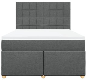 Κρεβάτι Boxspring με Στρώμα Σκούρο Γκρι 140x200 εκ Υφασμάτινο - Γκρι