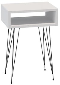 Κομοδίνο Naida σε λευκή απόχρωση -μαύρα μεταλλικά πόδια 40x30x59εκ Υλικό: MELAMINE - METAL 321-000114