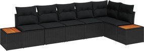 vidaXL Σετ Καναπέ Κήπου με μαξιλάρι 6 pcs Μαύρο Πολυ ράταν