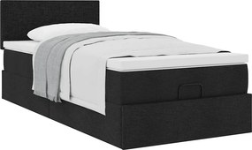 vidaXL Οθωμανικό κρεβάτι με στρώμα Μαύρο 90x200cm Ύφασμα