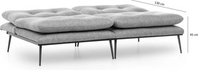 Τριθέσιος Καναπές Κρεβάτι Γκρι RANAS 95x180x95