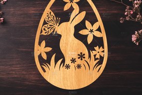 Σετ των 2 Intra απο ξύλο plywood  Χρώμα wenge 3mm-4mm πάχος - κοπής με λέιζερ πασχαλινό αυγό Δίασταση 15x15 cm INTRAFABR-49217848