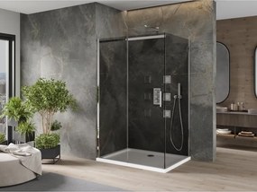 Mexen Omega καμπίνα ντους συρόμενη 100 x 90 cm, γραφίτης, χρώμιο + ντουζιέρα Flat,