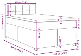 Κρεβάτι Boxspring με Στρώμα Κρεμ 120x200 εκ. Υφασμάτινο - Κρεμ