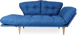 Τριθέσιος Καναπές Κρεβάτι Μπλε Ρουά BUTULA 85x200x80
