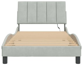Πλαίσιο Κρεβατιού με LED Ανοιχτό Γκρι 100x200 εκ. Βελούδινο - Γκρι