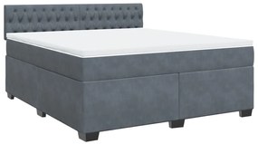 Κρεβάτι Boxspring με Στρώμα Σκούρο Γκρι 180x200 εκ. Βελούδινο - Γκρι