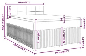 Κρεβάτι Boxspring με Στρώμα Ανοιχτό Γκρι 140x200 εκ. Υφασμάτινο - Γκρι