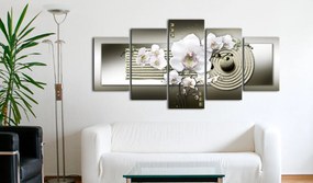 Πίνακας - Orchid and zen garden in grey 100x50